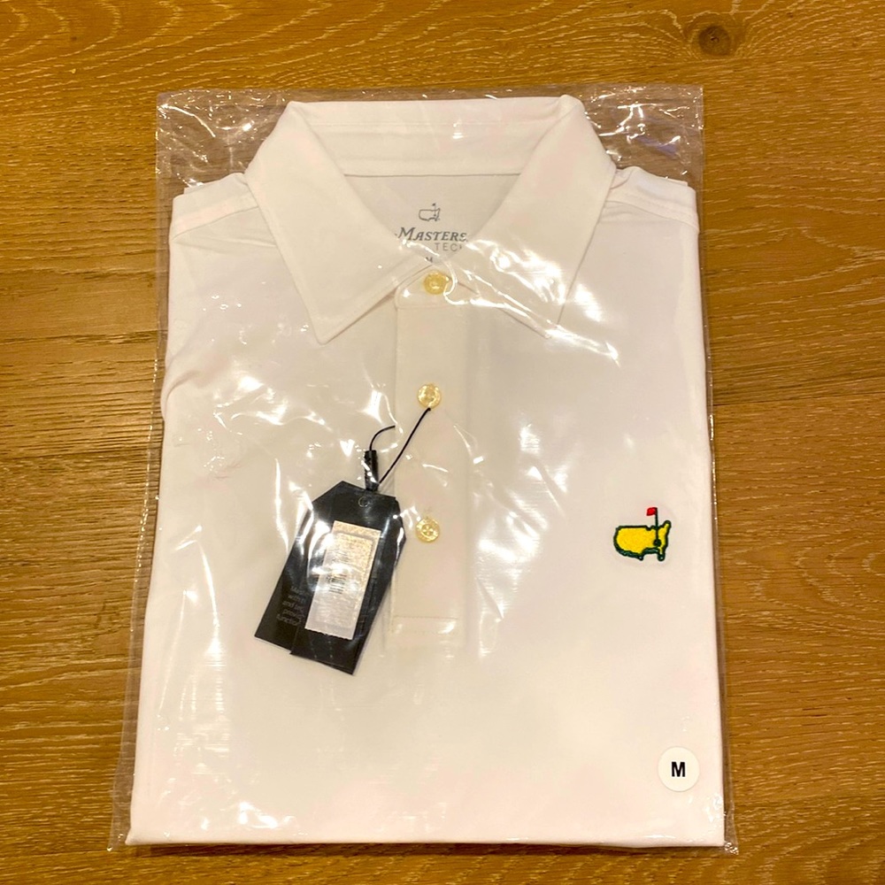 NWT and original packaging, official Masters Tech white polo, size M